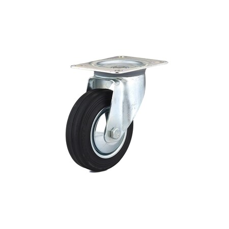 Richelieu Industrial Euro Series Rubber Caster, Swivel Without Brake, with Plate, Black F24791