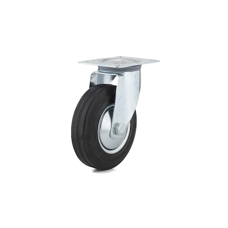Richelieu Industrial Euro Series Rubber Caster, Swivel Without Brake, with Plate, Black F24792