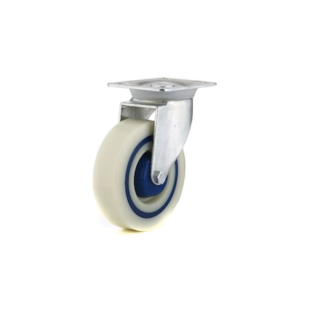 Richelieu Industrial Polyamide Rubber Caster, Swivel Without Brake, with Plate, Blue, Beige F24805