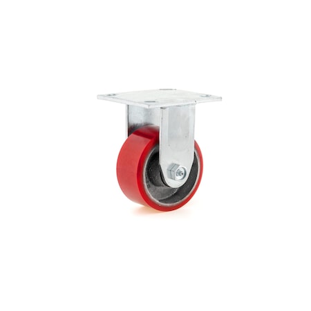 Madico Heavy-Duty Mold-On Polyurethane Industrial Casters, Fixed, with Plate, Red F25004
