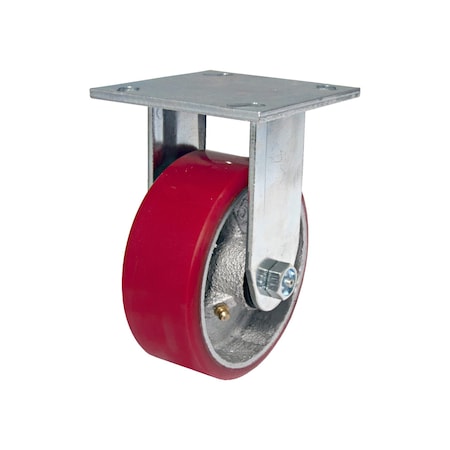 Madico Heavy-Duty Mold-On Polyurethane Industrial Casters, Fixed, with Plate, Red F25005