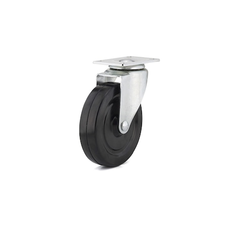 Richelieu Industrial Black General-Duty Rubber Caster, Swivel Without Brake, with Plate, Black F25533