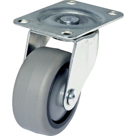 Richelieu Industrial Gray Thermoplastic Rubber Caster, Swivel Without Brake, with Plate, Gray F25655