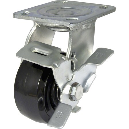 Richelieu Industrial Black Phenolic Casters, Swivel with Brake, with Plate, Black F26820