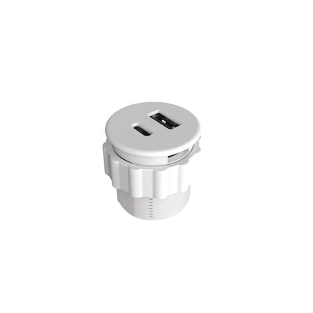 Richelieu 5 V Rounded Recessed USB Charger, White OEXH716B030
