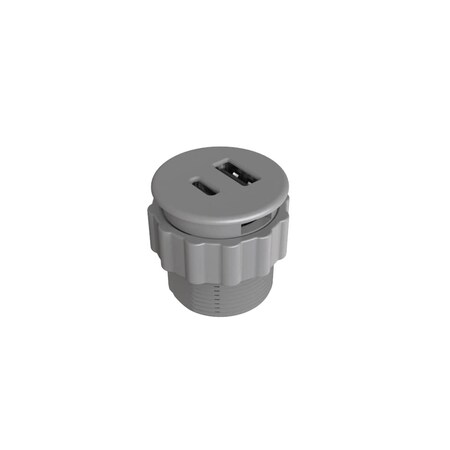Richelieu 5 V Rounded Recessed USB Charger, Gray OEXH716B100