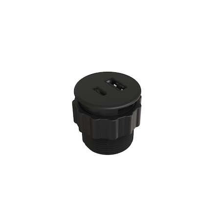 Richelieu 5 V Rounded Recessed USB Charger, Black OEXH716B900