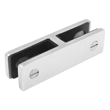 Richelieu 180° Glass Connector with Square Ends, Stainless Steel SSPFEB180170