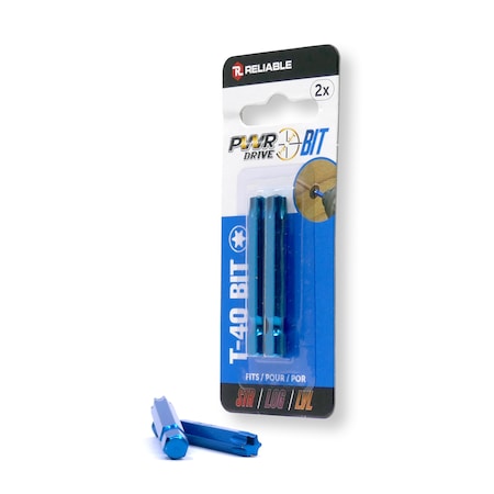 Pwr Drive T-40 2-inch Torx Driver Bit, Blue Zinc Finish, 2PK TDBPWT402MR