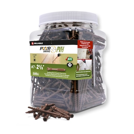 Pwr Drive #7 x 2 3/8-inch PVH Torx Star Drive Edge Deck Screws, 500PK THTDRTBR7238J