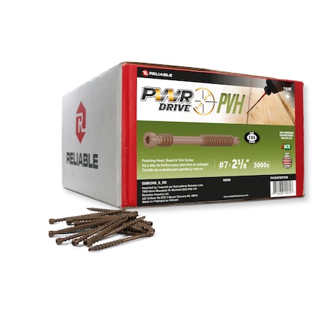 Pwr Drive #7 x 2 3/8-inch PVH Torx Star Drive Edge Deck Screws, 3000PK THTDRTBR7238