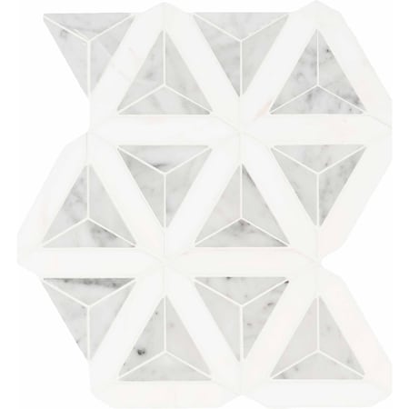 Msi Carrara White Faceted SAMPLE Polished Marble Mosaic Floor And Wall ...