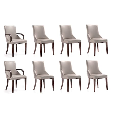 Shubert 8-Piece Faux Leather and Velvet Dining Chair Set in Light Grey
