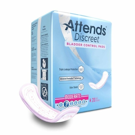 Attends Discreet Bladder Control Pad 10-1/2 Inch Length Moderate ...