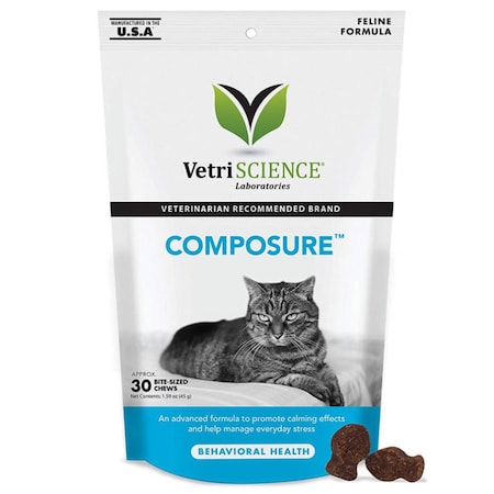 PHV COMPOSURE BITE SIZED CHEWS CALMING SUPPORT FELINE, 30PK