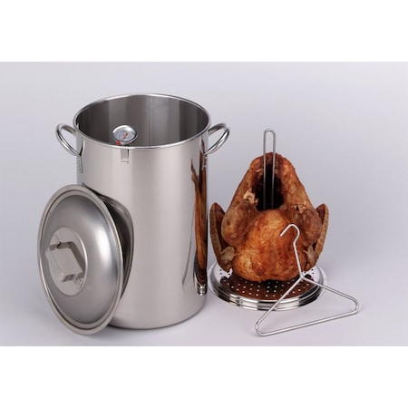 King Kooker Turkey Pot, Lifting Rack and Hook, Thermometer, Stainless ...