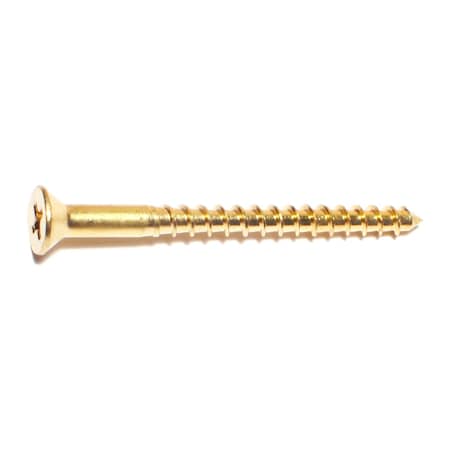 Midwest Fastener Wood Screw, #8, 2 in, Plain Brass Flat Head Phillips ...