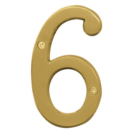 Hy-Ko 4In Brushed Brass Number 6, 3PK A30926 | Zoro