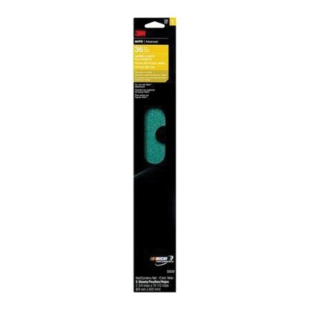 3M 3M Green Corps File Sheet, 32232, 2-3/4 in x 16-1/2 in, 36 grit, 5PK ...