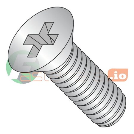 M5-0.80 x 12 mm Phillips Flat Machine Screw, Plain 18-8 Stainless Steel, 1000 PK