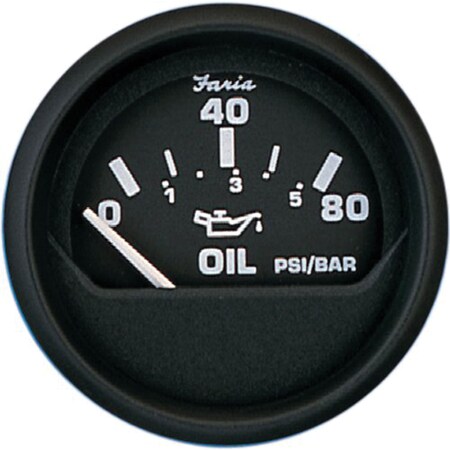Faria Beede Euro Series Oil Pressure Gauge - Black Perimeter-Lighted 2-1/16" Marine Gauge