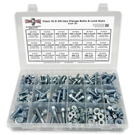 370-Piece Metric Stainless Steel Serrated Flange Bolt And Flange Nut Assortment Kit – Hex Drive