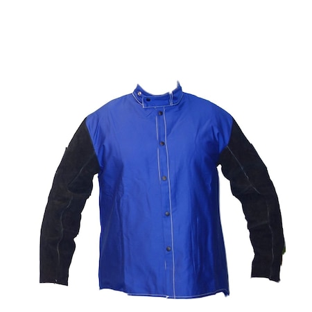 Powerweld Welding Jacket, FR Cotton with Leather Sleeves, Extra Large ...