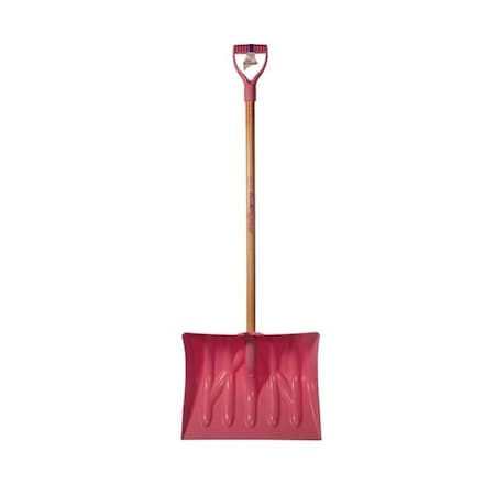 Pink Snow Tools Mount Waldo Plastics 18 in. Pink Snow Shovel/Pusher W/Hardwood Shaft D ...