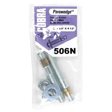 25 Ancoraggi A Cuneo Zincati &ndash; 5/8 X 4-1/2 Pollici &ndash; Per Fissaggi Pesanti, Trinity Fastener