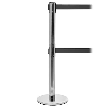 Queue Solutions Retractable Dual Belt Stanchion, Blue, 11 ft Length ...
