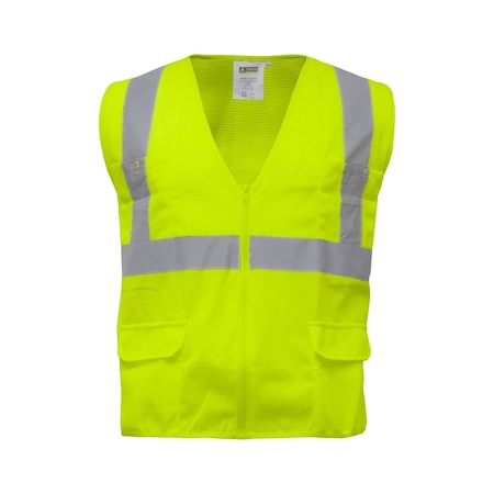 Refrigiwear Hivis Zipper Mesh Safety Vest Hv Lime Lar 0198RHVLLAR