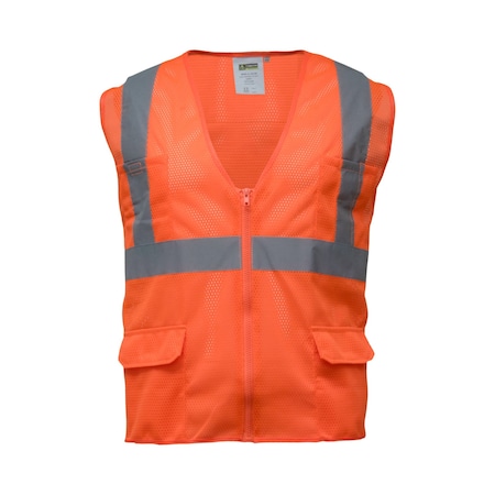 Refrigiwear Hivis Zipper Mesh Safety Vest Hv Orange Med 0198RHVOMED
