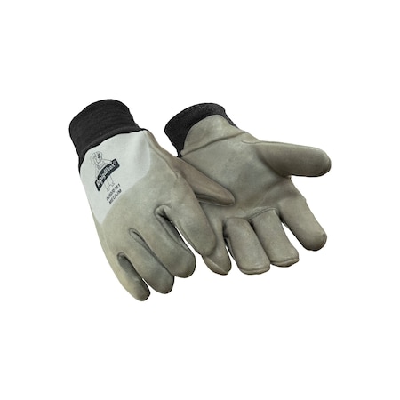 Refrigiwear Cold Protection Gloves, Split Cowhide Leather Palm, Tricot Lining, Grey, XL 0251RGRAXLG