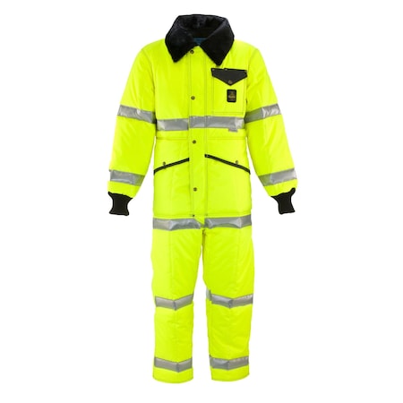 Refrigiwear Hi Vis Iron-Tuff Hi-Vis Coverall, Nylon, 11.25 oz Fabric Weight, Lime, 3XL 0344RHVL3XLL2