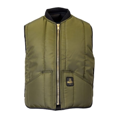 Refrigiwear Men's Insulated Vest, 420D Nylon, Zipper, Sage, S 0399RSAGSML