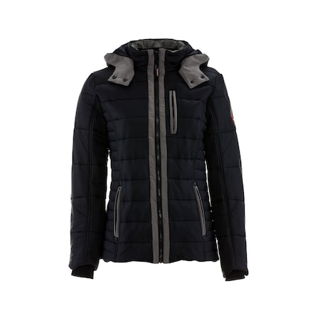 Refrigiwear Women's Women's Puffer Jacket, Nylon, Zipper, Black/Charcoal, 3XL 0473RBCH3XL