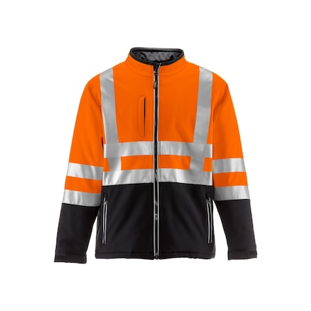 Refrigiwear HI-Vis Insulated Softshell Jacket, Polyester, Black/Orange, L 0496RBORLARL2