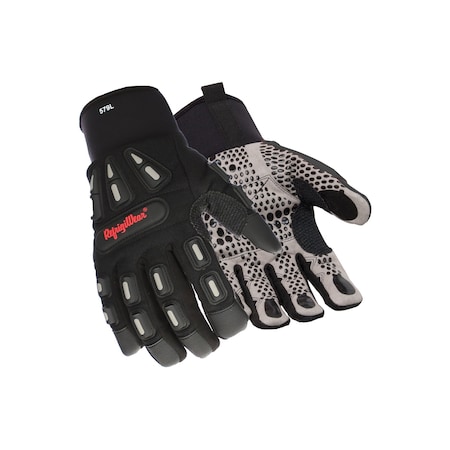 Refrigiwear Cold Protection Impact-Resistant Gloves, Synthetic Leather w/ Grip Dots Palm, Black, L 0579RBLKLAR