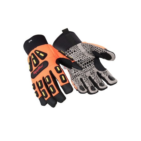Refrigiwear Cold Protection Impact-Resistant Gloves, Synthetic Leather w/ Grip Dots Palm, Orange, L 0579RHVOLAR