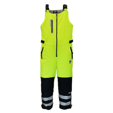 Refrigiwear Hi-Vis Bib Overalls, Polyester, Black/Lime, M 0797RBLMMEDL2