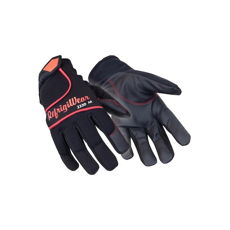 Refrigiwear Cold Protection Gloves, Polyurethane Palm, Black, L 2330RBLKLAR