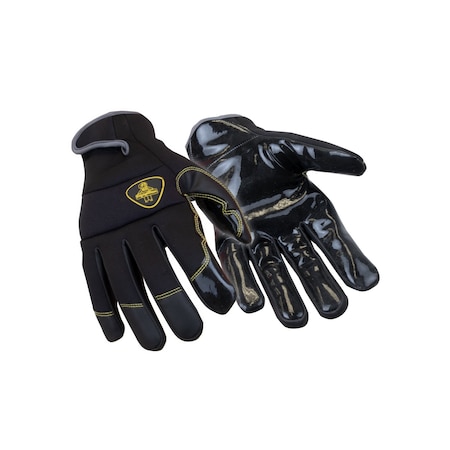 Refrigiwear Cold Protection Gloves, Silicone Coating Palm, Fleece Lining, Black, L 2430RBLKLAR