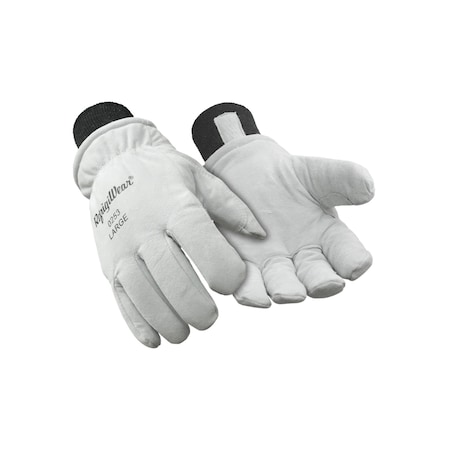 Refrigiwear Cold Protection Gloves, Goatskin Palm, White, L 0253RWHTLAR