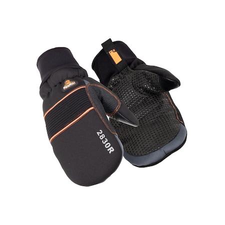 Refrigiwear Cold Protection Mitts, Synthetic Leather w/Silicone Dots Palm, Tricot Lining, Black, M 2830RBLKMED