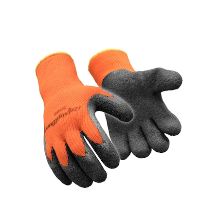 Refrigiwear Hi-Vis Cold Protection Gloves, Crinkle Latex Palm, Terry Lining, Orange, L 0308RHVOLAR