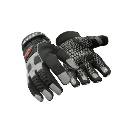 Refrigiwear Hi-Vis Cold Protection Gloves, Synthetic Leather with Silicone Dots Palm, Fleece Lining, Black, XL 0379RBLKXLG