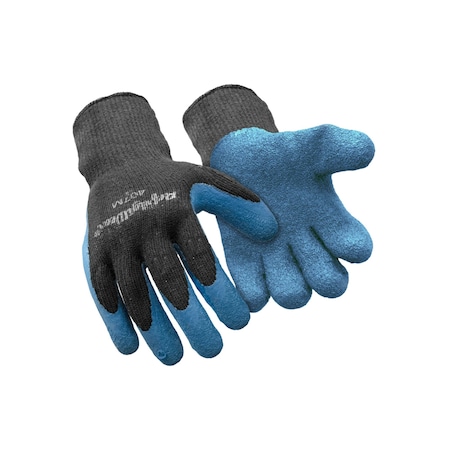 Refrigiwear Cold Protection Gloves, Crinkle Latex Palm, Terry Lining, Blue/Black, M 0407RBBKMED