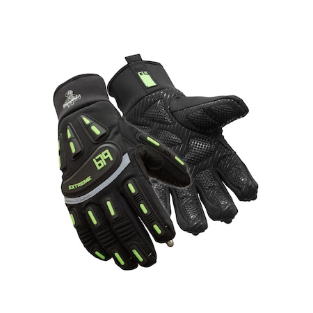 Refrigiwear Cold Protection Gloves, Synthetic Leather with Silicone Grip Palm, Tricot Lining, Black, XXL T679RBLK2XL