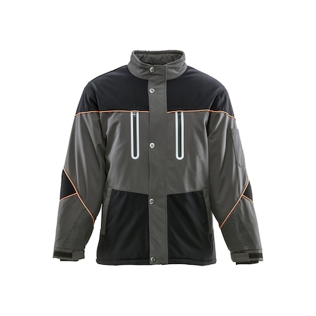 Refrigiwear PolarForce Jacket, Polyester, Zipper with Storm Flap, Grey, M 8140RBCHMED
