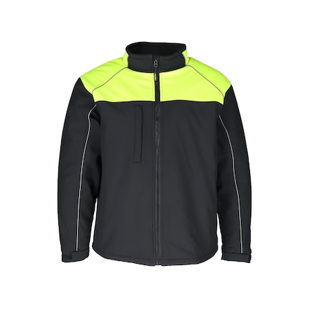 Refrigiwear Hi-Vis Insulated Jacket, Polyester, Zipper, Black/Lime, M 8220RBLMMED
